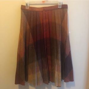 Vintage Pleated Flannel Midi Skirt